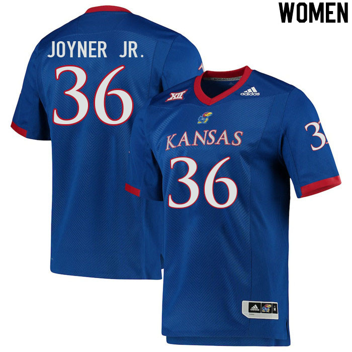 Women #36 Patrick Joyner Jr. Kansas Jayhawks College Football Jerseys Stitched Sale-Royal - Click Image to Close